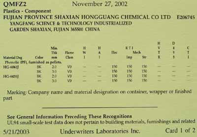 主要產(chǎn)品認證情況：UL檔案號 E206745